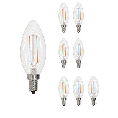 B11 4.1W Dimmable Filament LED Light Bulb with E12 Base, 4000K, 400 Lumens, 8-Pack