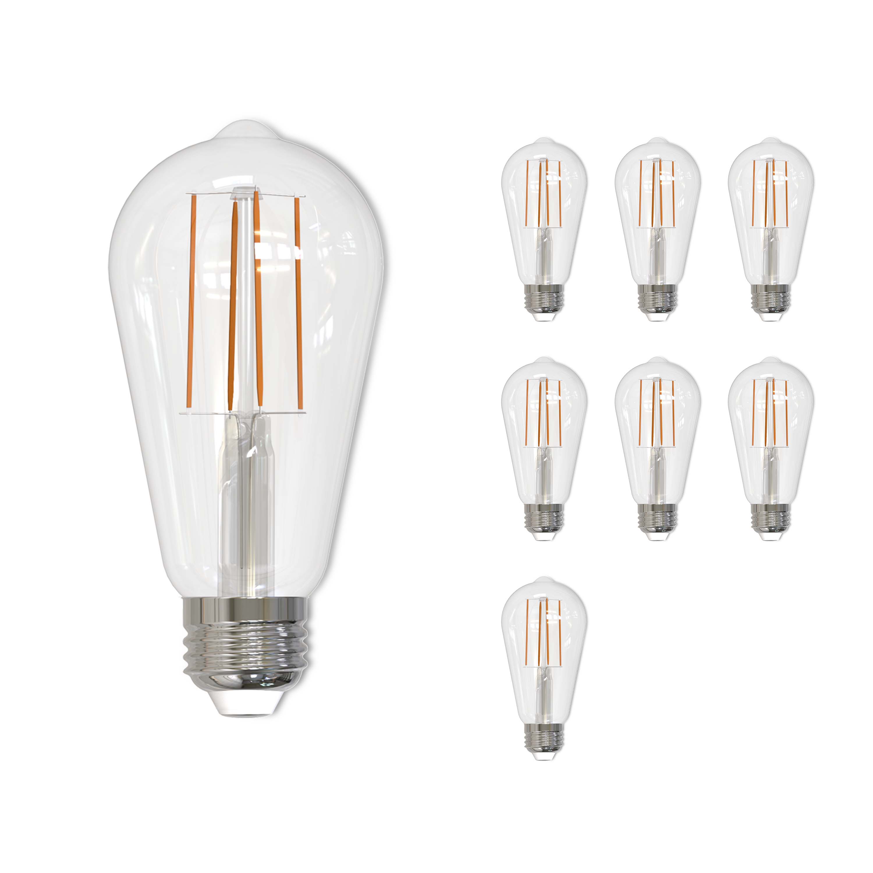 ST18 7W Dimmable Clear Filament LED Light Bulb with E26 Base, 4000K, 800 Lumens, 8-Pack