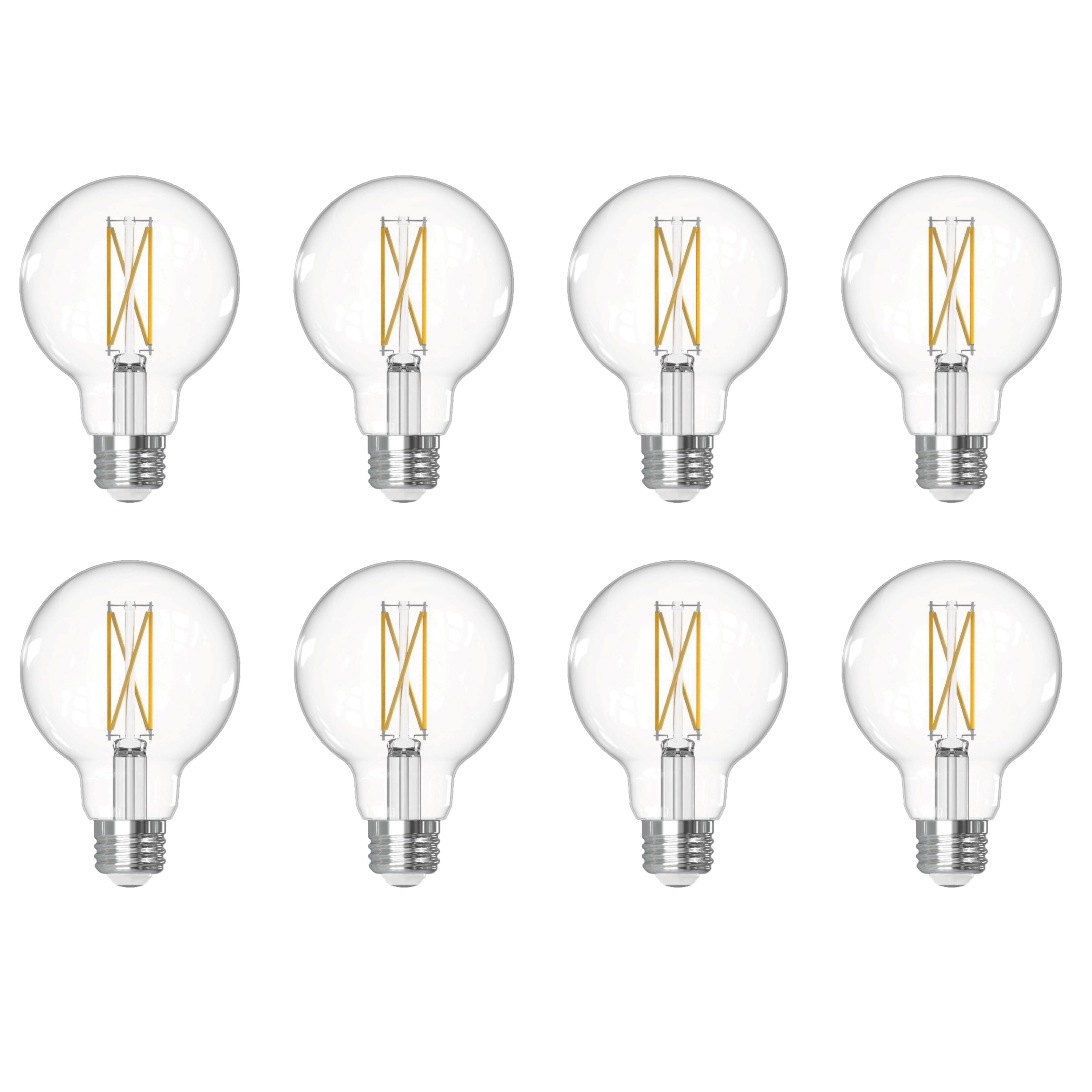 G25 7W Dimmable Clear Filament LED Light Bulb with E26 Base, 4000K, 800 Lumens, 8-Pack