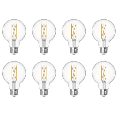 G25 7W Dimmable Clear Filament LED Light Bulb with E26 Base, 4000K, 800 Lumens, 8-Pack