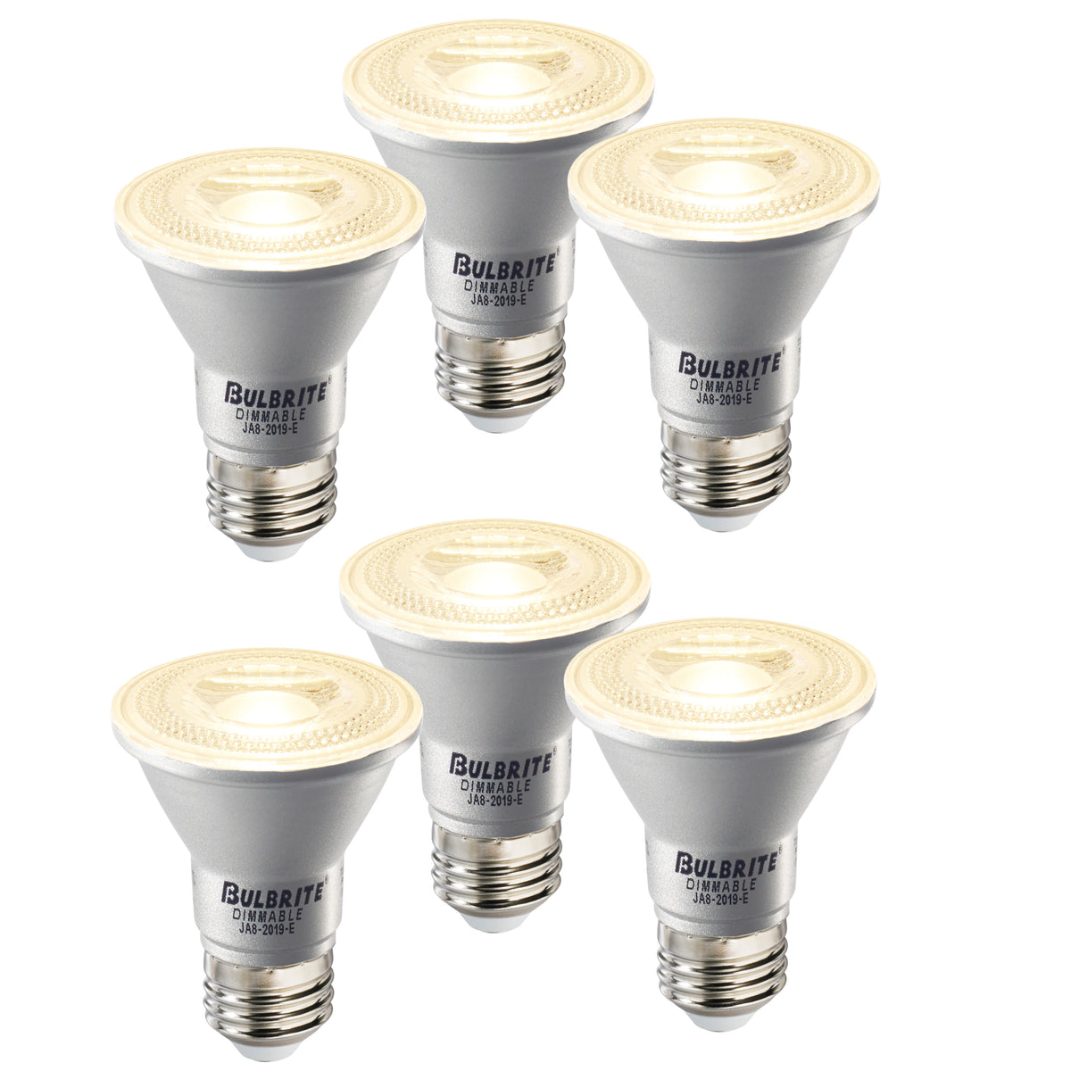PAR20 6.5W Dimmable LED Light Bulb with E26 Base, 2700K, 500 Lumens, Flood, 6-Pack