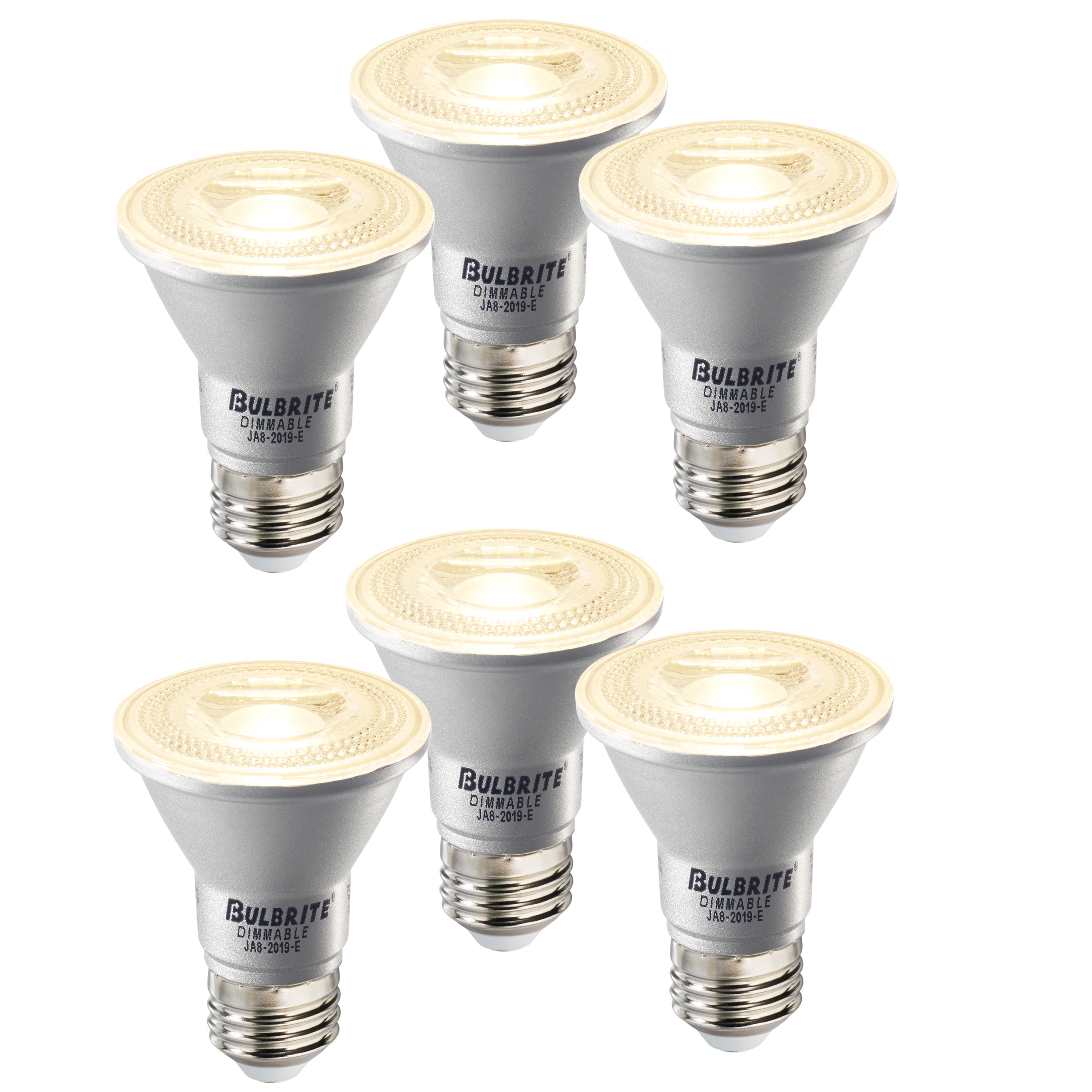 PAR20 6.5W Dimmable LED Light Bulb with E26 Base, 2700K, 500 Lumens, Flood, 6-Pack