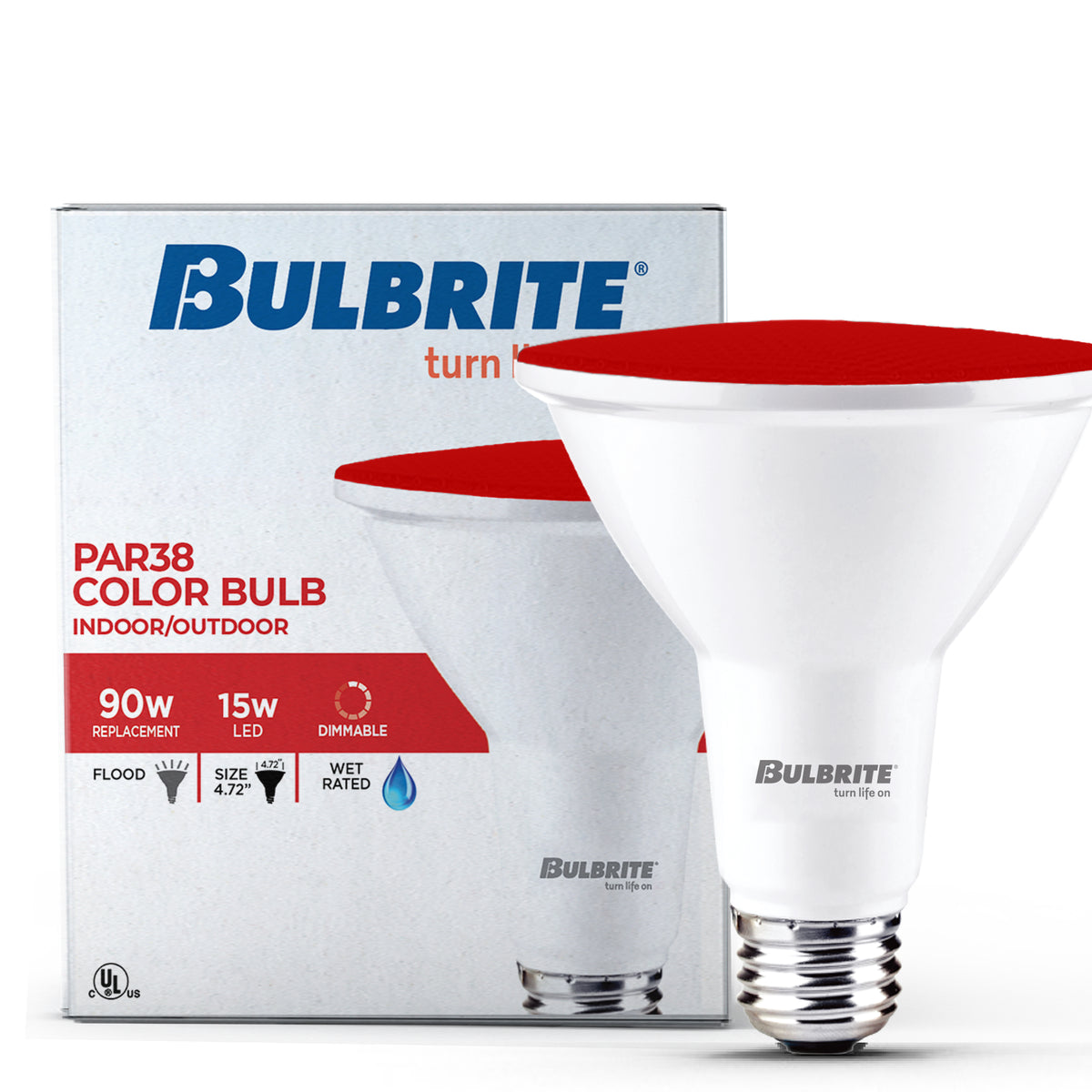 PAR38 15W Dimmable Red LED Light Bulb with E26 Base, Very Wide Flood, 2-Pack