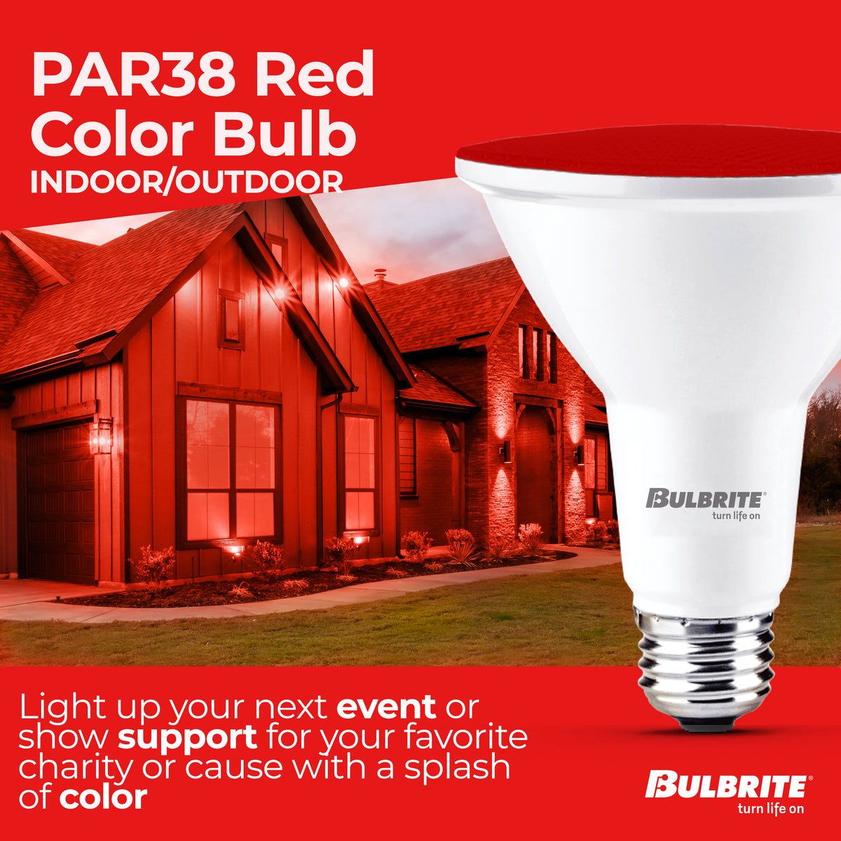 PAR38 15W Dimmable Red LED Light Bulb with E26 Base, Very Wide Flood, 2-Pack