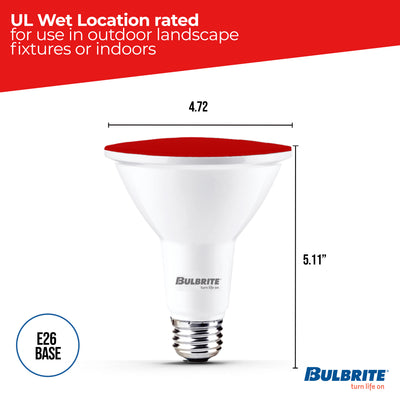 PAR38 15W Dimmable Red LED Light Bulb with E26 Base, Very Wide Flood, 2-Pack
