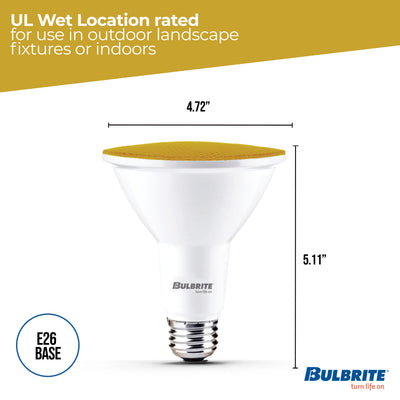 PAR38 15W Dimmable Yellow LED Light Bulb with E26 Base, Very Wide Flood, 2-Pack