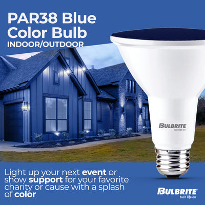 PAR38 15W Dimmable Blue LED Light Bulb with E26 Base, Very Wide Flood, 2-Pack