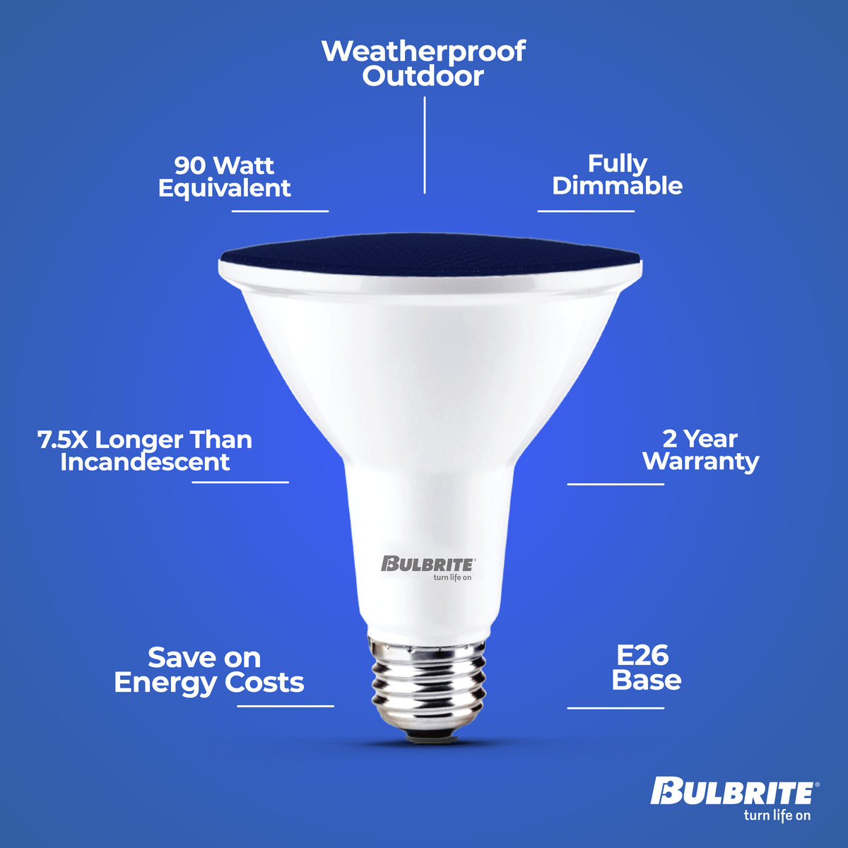 PAR38 15W Dimmable Blue LED Light Bulb with E26 Base, Very Wide Flood, 2-Pack