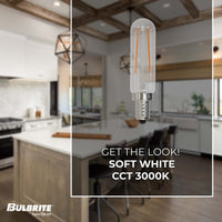 T6 2.5W Dimmable Clear Filament LED Light Bulb with E12 Base, 3000K, 250 Lumens, 3-Pack