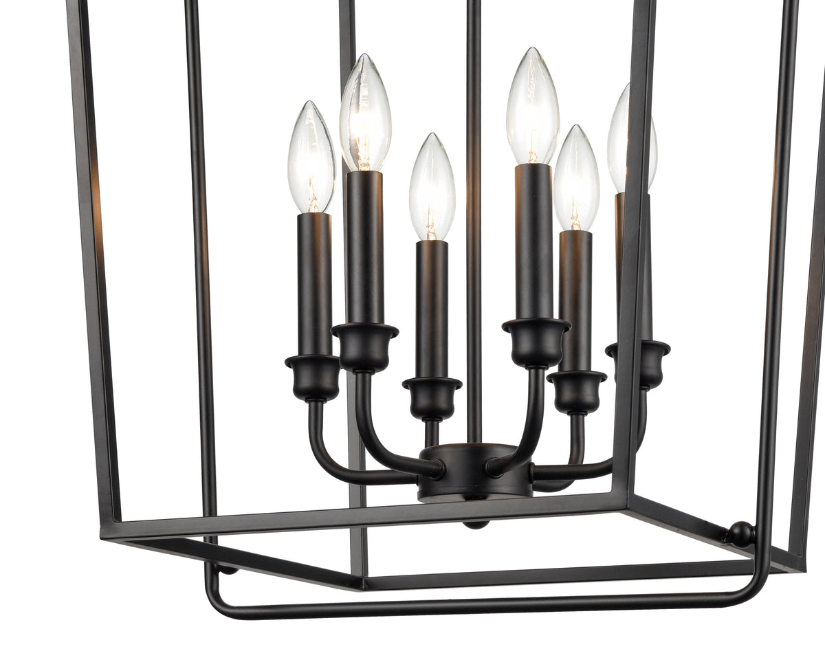 30''  Matte Black 6 Light Pendant