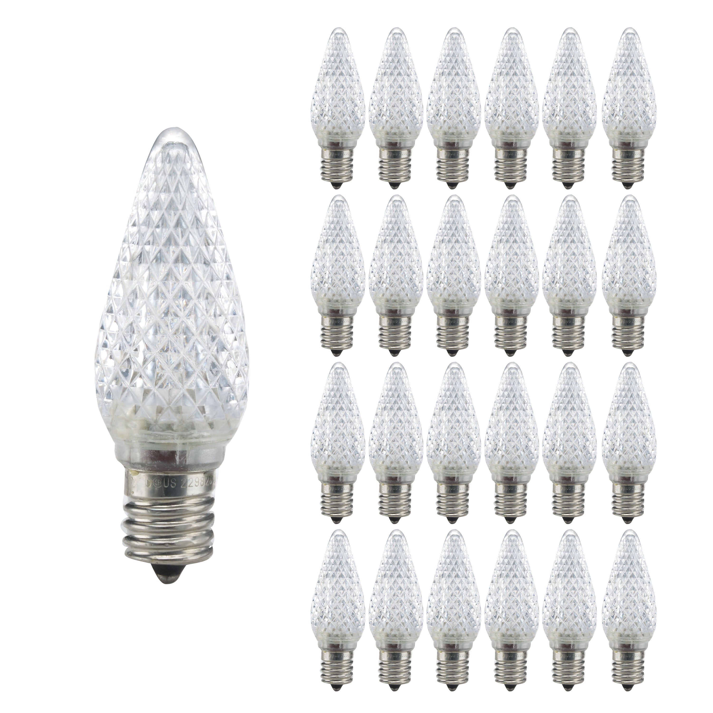 C9 0.6W Non-Dimmable Clear LED Light Bulb with E17 Base, 2700K, 25-Pack, Damp Rated