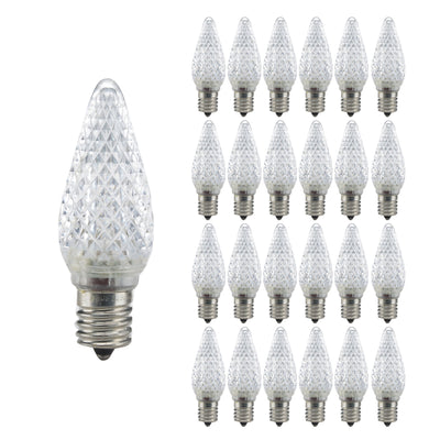 C9 0.6W Non-Dimmable Clear LED Light Bulb with E17 Base, 2700K, 25-Pack, Damp Rated