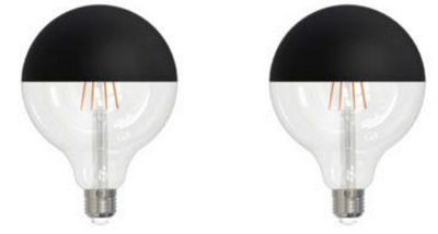 Half Series Designer G40 6W Dimmable Half Black Filament LED Light Bulb with E26 Base, 2700K, 500 Lumens, 4-Pack