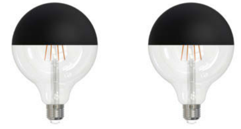 Half Series Designer G40 6W Dimmable Half Black Filament LED Light Bulb with E26 Base, 2700K, 500 Lumens, 4-Pack