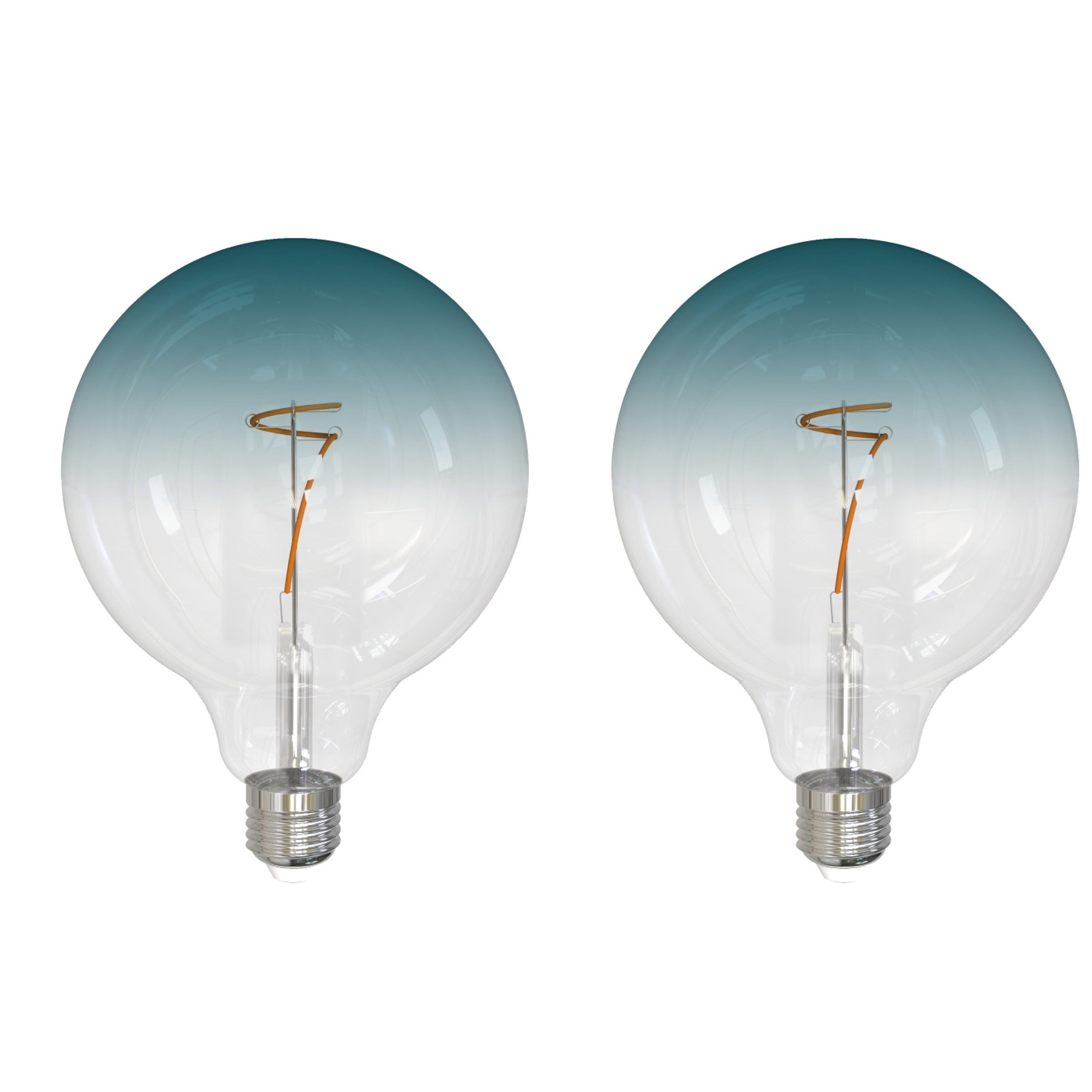 G40 4.5W Dimmable Blue Filament LED Light Bulb with E26 Base, 3000K, 200 Lumens, 2-Pack