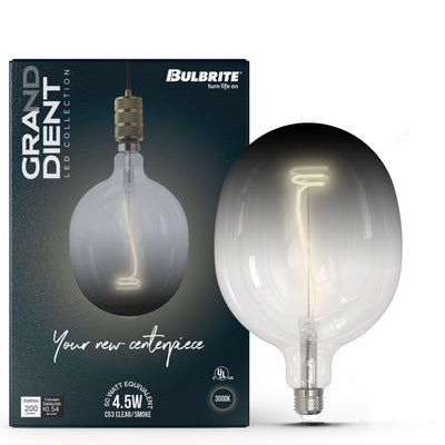 C53 4.5W Dimmable Clear/Smoke Filament LED Light Bulb with E26 Base, 3000K, 200 Lumens, 2-Pack