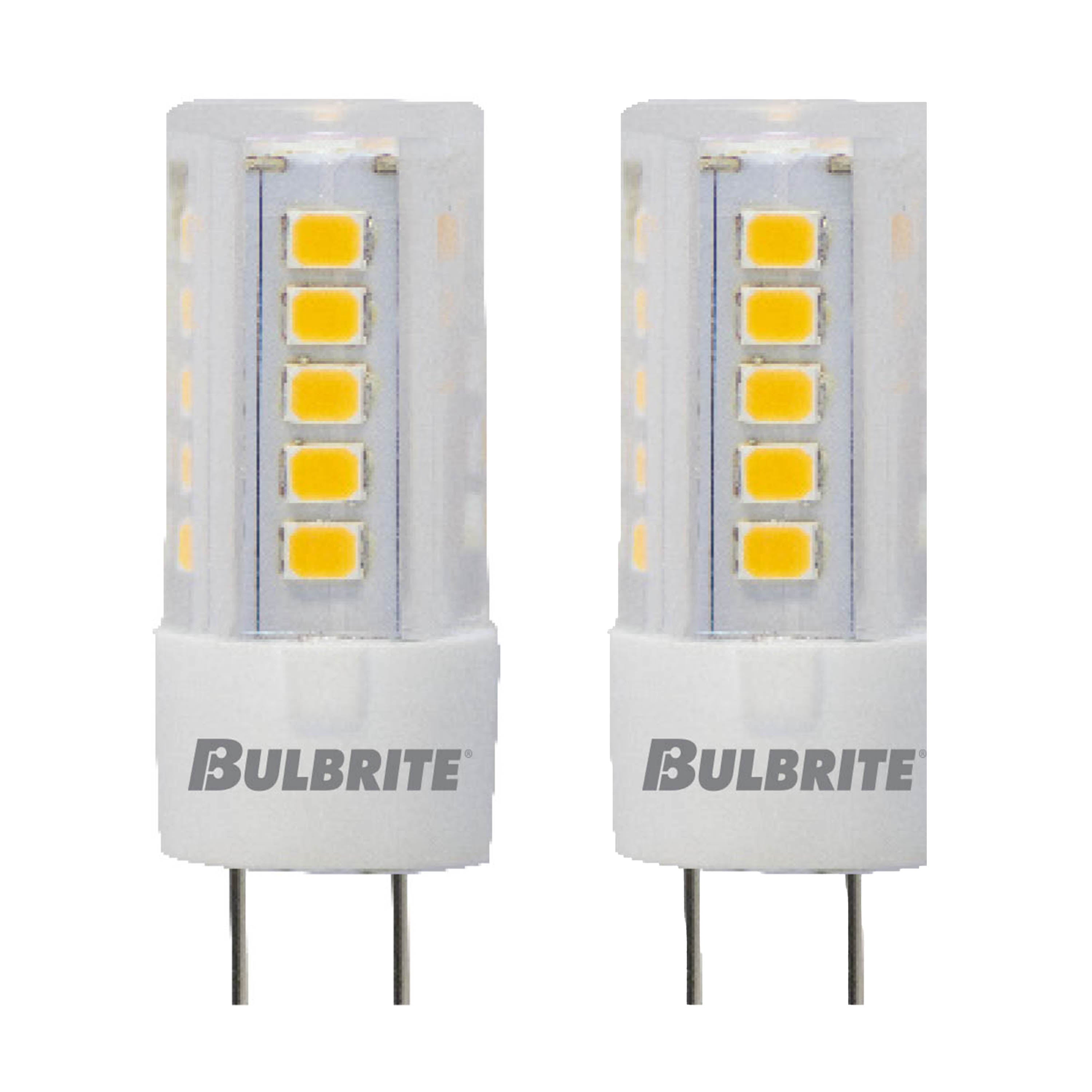 T4 4.5W Non-Dimmable Clear LED Light Bulb with G4 Base, 2700K, 400 Lumens, 12V, 2-Pack
