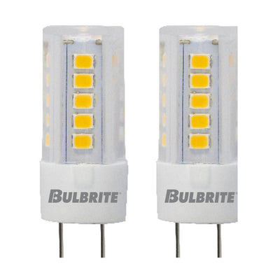 T4 4.5W Non-Dimmable Clear LED Light Bulb with G4 Base, 2700K, 400 Lumens, 12V, 2-Pack