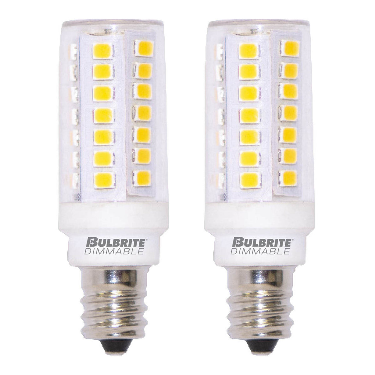 T6 5W Dimmable Clear Filament LED Light Bulb with E12 Base, 3000K, 550 Lumens, 2-Pack