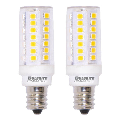 T6 5W Dimmable Clear Filament LED Light Bulb with E12 Base, 3000K, 550 Lumens, 2-Pack