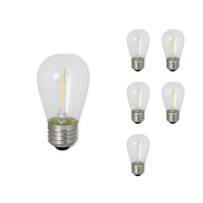 S14 0.7W Non-Dimmable Clear Filament LED Light Bulb with E26 Base, 2700K, 75 Lumens, 6-Pack