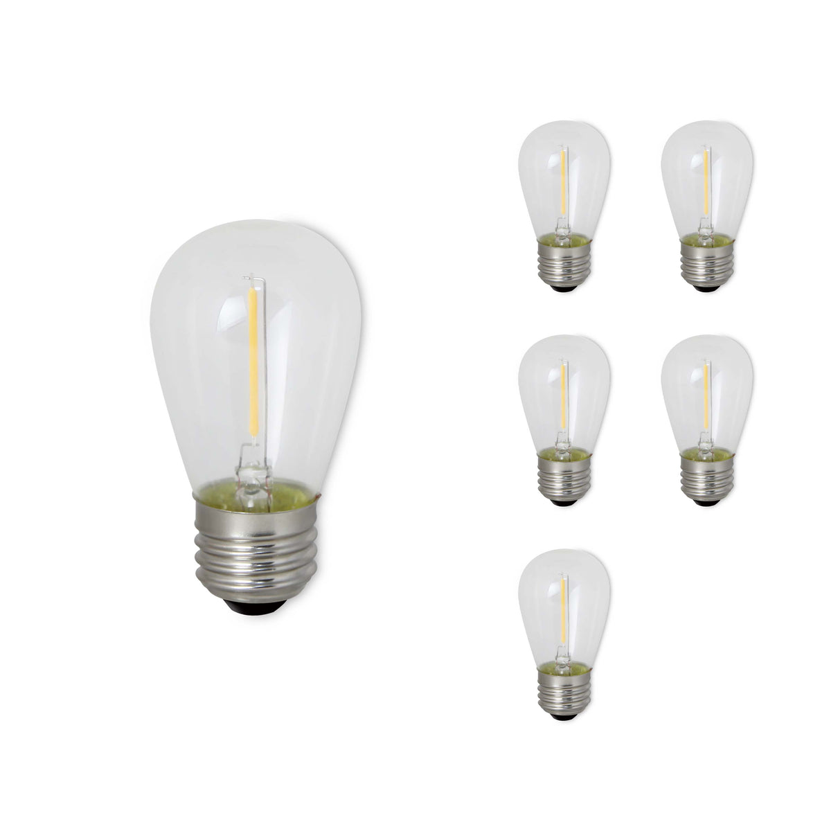 S14 0.7W Non-Dimmable Clear Filament LED Light Bulb with E26 Base, 2400K, 75 Lumens, 6-Pack