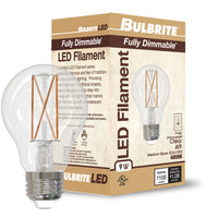 A19 9W Dimmable Clear Filament LED Light Bulb with E26 Base, 4000K, 1100 Lumens, 4-Pack