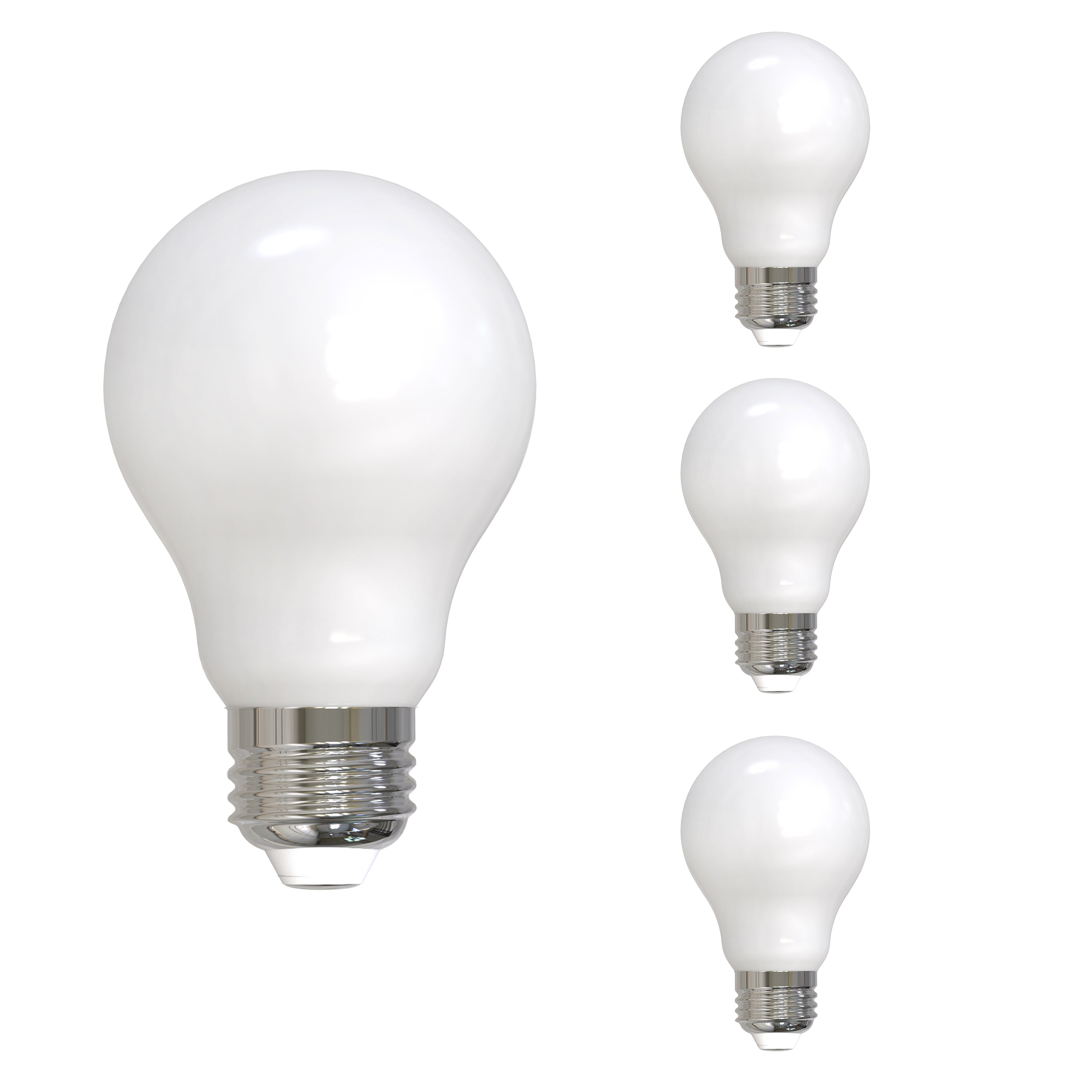A19 7W Dimmable Milky Filament LED Light Bulb with E26 Base, 4000K, 800 Lumens, 4-Pack