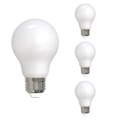 A19 7W Dimmable Milky Filament LED Light Bulb with E26 Base, 4000K, 800 Lumens, 4-Pack