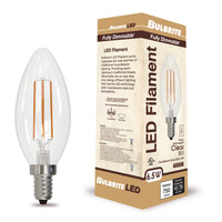 B11 6.5W Dimmable Clear Filament LED Light Bulb with E12 Base, 4000K, 750 Lumens, 4-Pack
