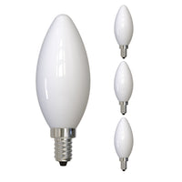 B11 5W Dimmable Milky Filament LED Light Bulb with E12 Base, 4000K, 500 Lumens, 4-Pack