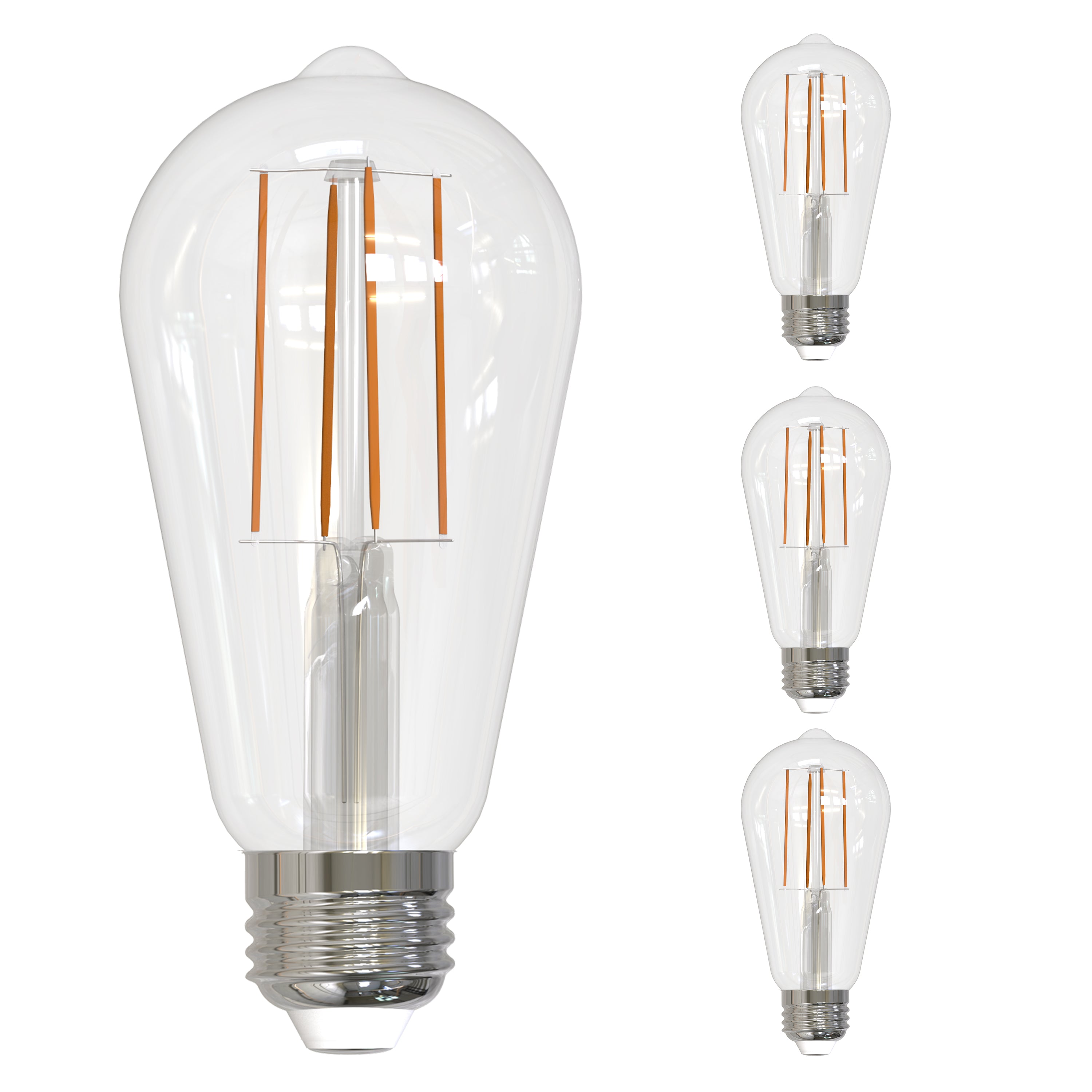 ST18 8.5W Dimmable Clear Filament LED Light Bulb with E26 Base, 4000K, 800 Lumens, 4-Pack