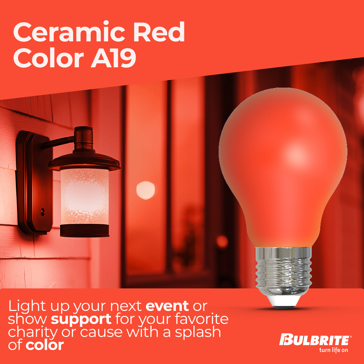 A19 4.5W Dimmable Red Filament LED Light Bulb with E26 Base, 10-Pack