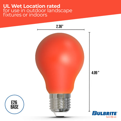 A19 4.5W Dimmable Red Filament LED Light Bulb with E26 Base, 10-Pack