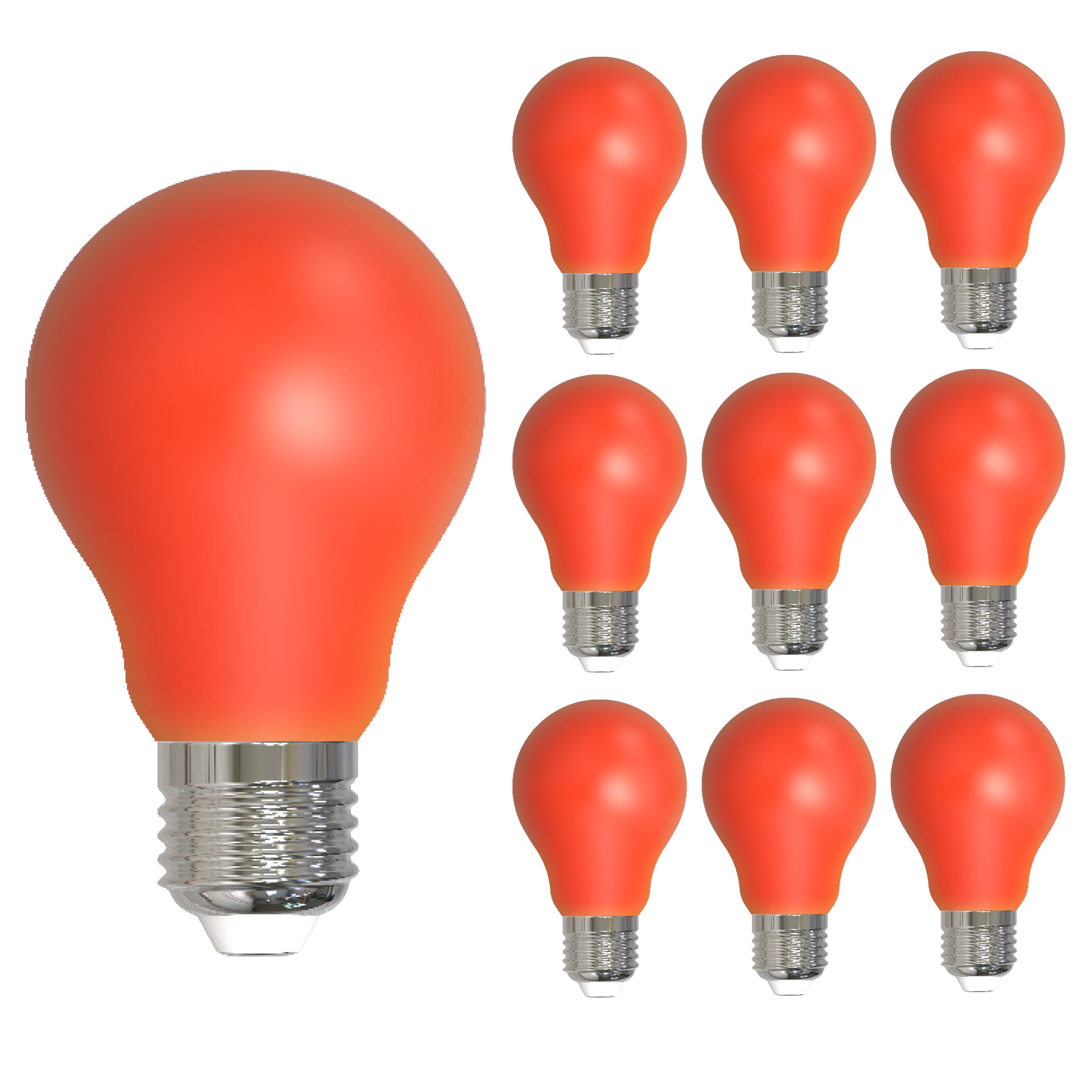 A19 4.5W Dimmable Red Filament LED Light Bulb with E26 Base, 10-Pack
