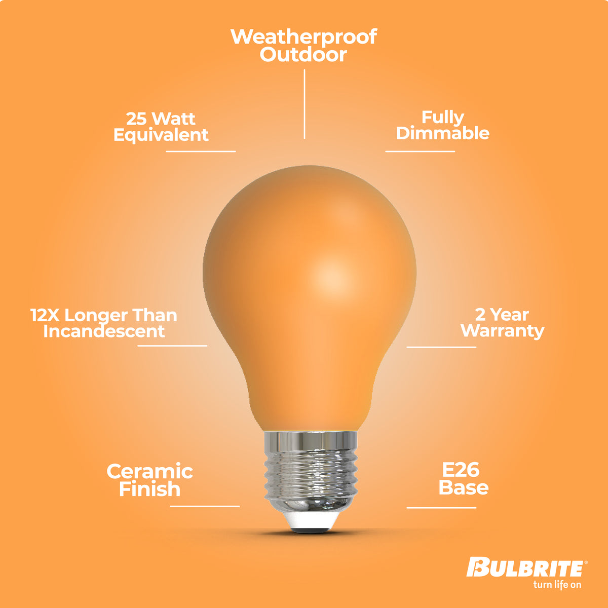A19 4.5W Dimmable Ceramic Anver Filament LED Light Bulb with E26 Base, 10-Pack