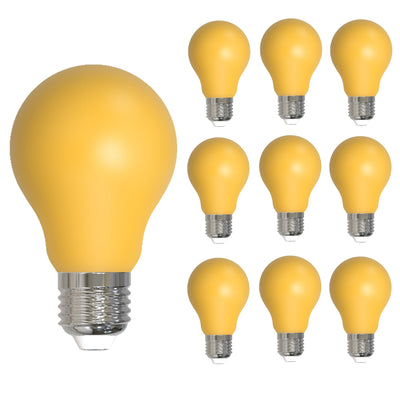 A19 4.5W Dimmable Yellow Filament LED Light Bulb with E26 Base, 10-Pack