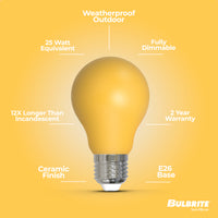 A19 4.5W Dimmable Yellow Filament LED Light Bulb with E26 Base, 10-Pack