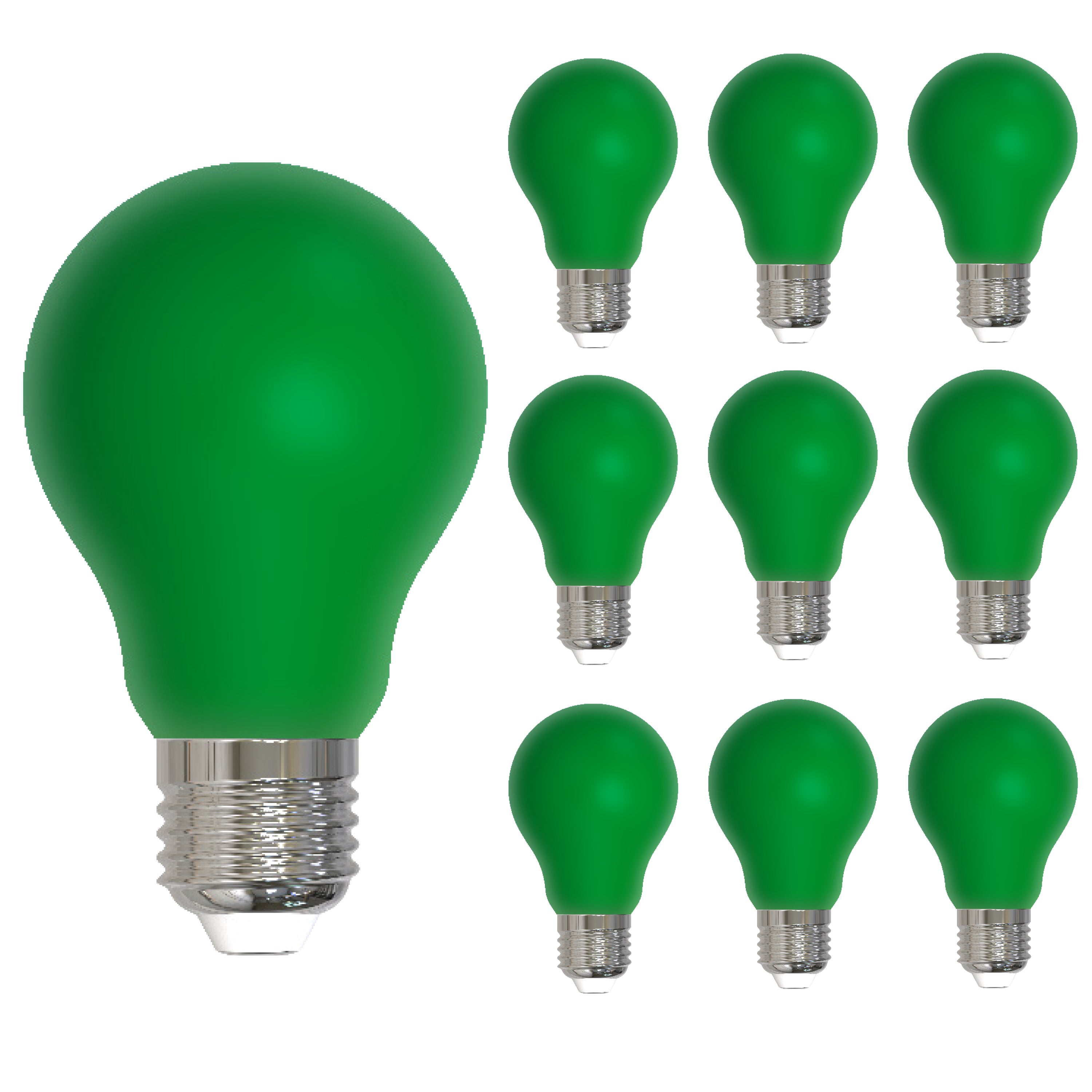 A19 4.5W Dimmable Green Filament LED Light Bulb with E26 Base, 10-Pack