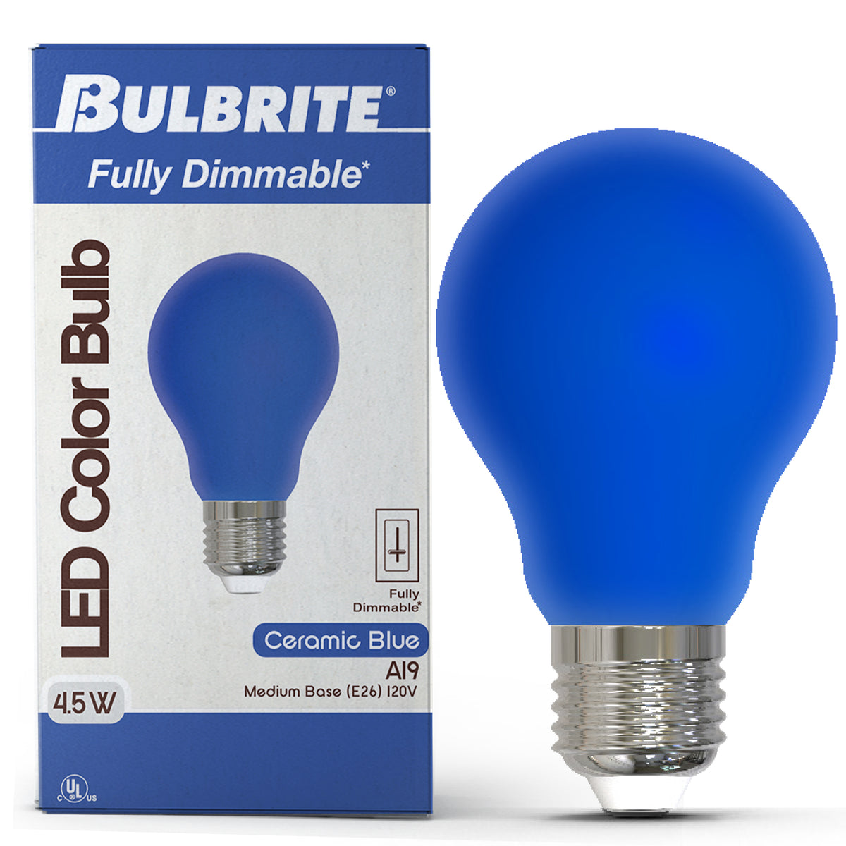 A19 4.5W Dimmable Blue Filament LED Light Bulb with E26 Base, 10-Pack