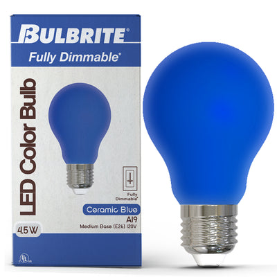 A19 4.5W Dimmable Blue Filament LED Light Bulb with E26 Base, 10-Pack
