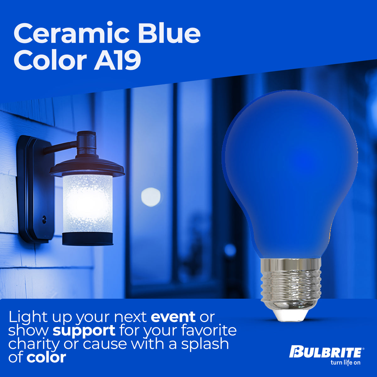 A19 4.5W Dimmable Blue Filament LED Light Bulb with E26 Base, 10-Pack
