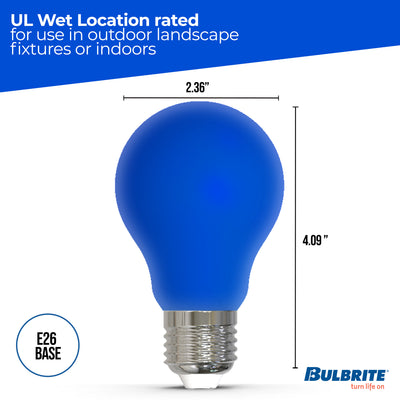 A19 4.5W Dimmable Blue Filament LED Light Bulb with E26 Base, 10-Pack