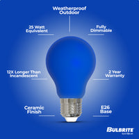 A19 4.5W Dimmable Blue Filament LED Light Bulb with E26 Base, 10-Pack