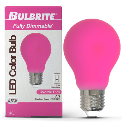 A19 4.5W Dimmable Pink Filament LED Light Bulb with E26 Base, 10-Pack