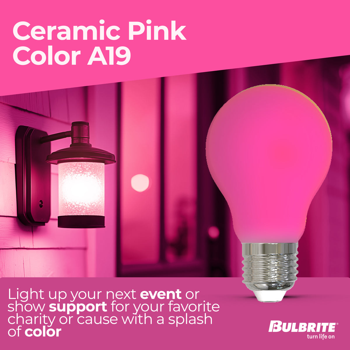 A19 4.5W Dimmable Pink Filament LED Light Bulb with E26 Base, 10-Pack