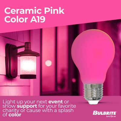 A19 4.5W Dimmable Pink Filament LED Light Bulb with E26 Base, 10-Pack