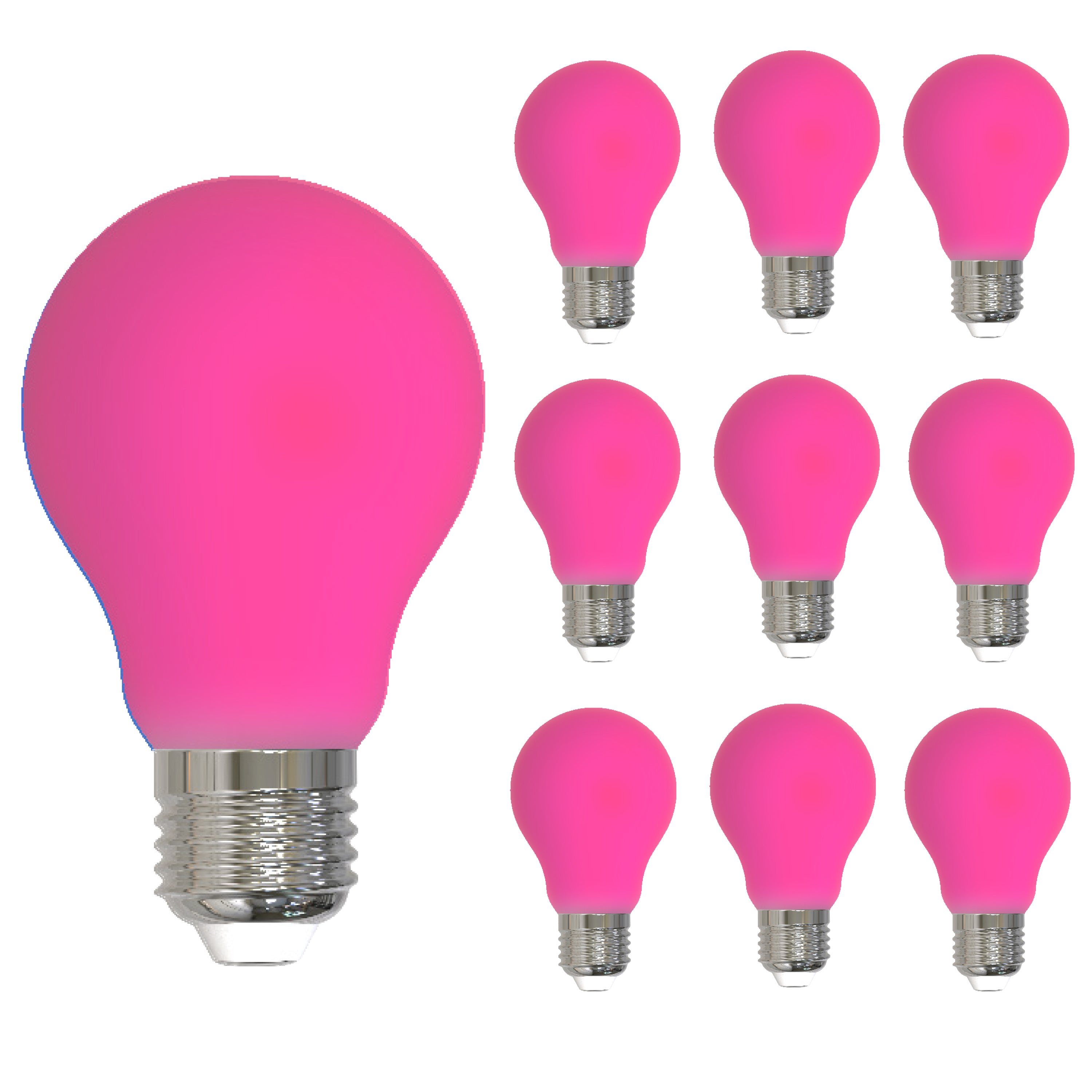 A19 4.5W Dimmable Pink Filament LED Light Bulb with E26 Base, 10-Pack
