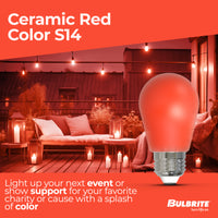S14 2.5W Dimmable Red Filament LED Light Bulb with E26 Base, 10-Pack