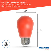 S14 2.5W Dimmable Red Filament LED Light Bulb with E26 Base, 10-Pack